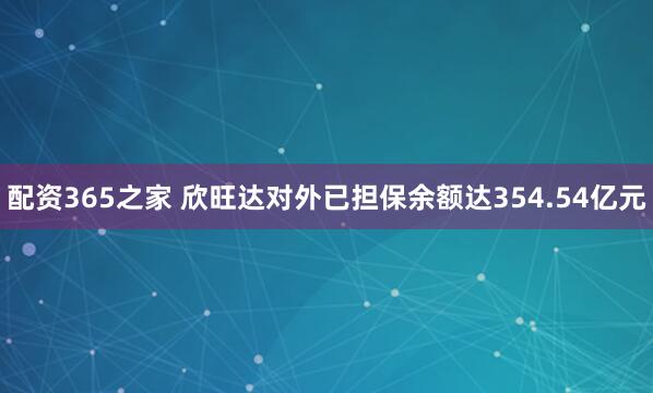 配资365之家 欣旺达对外已担保余额达354.54亿元